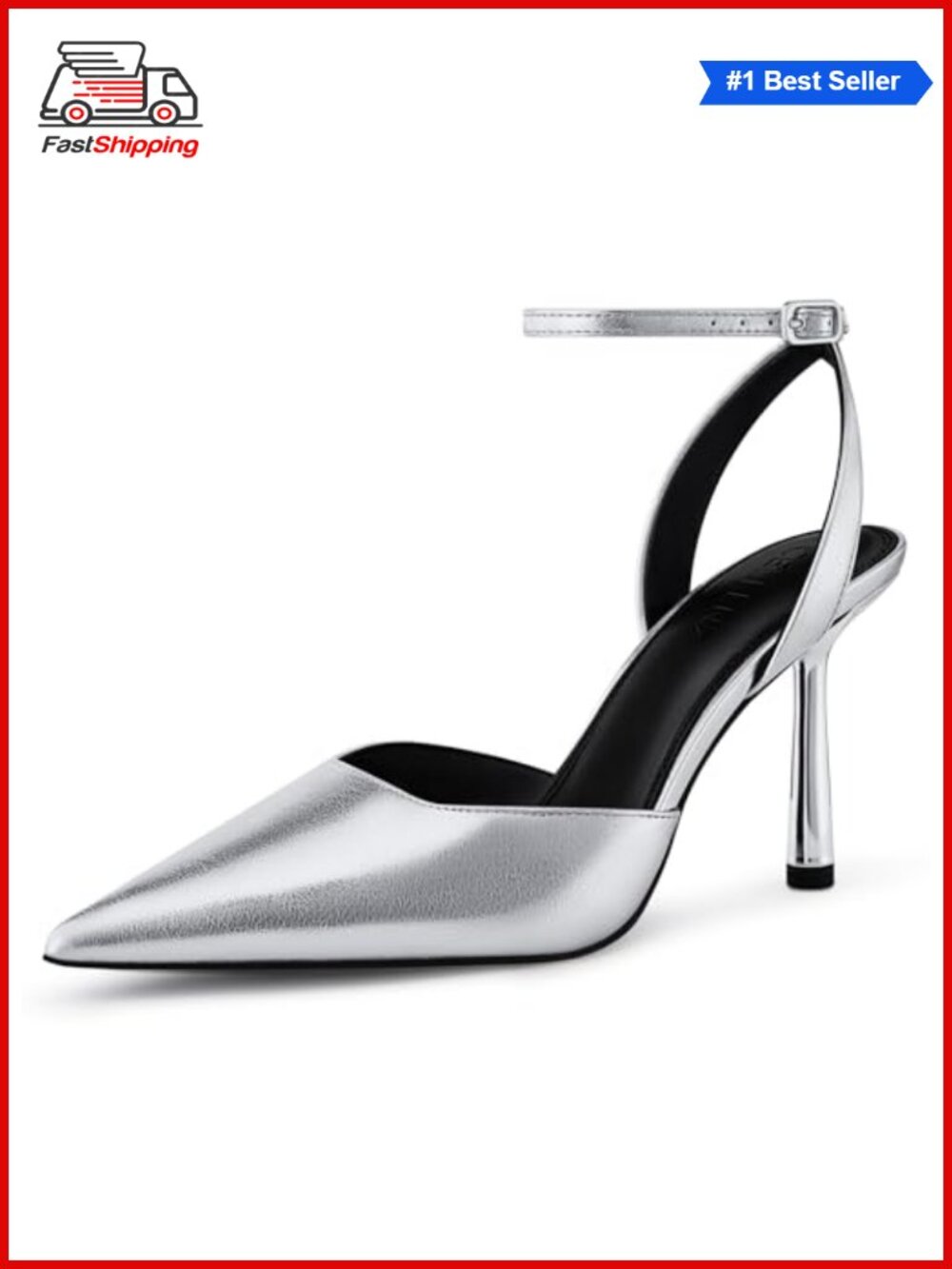 ✨ Women's Stiletto Heel Pumps: Comfortable Closed Toe Strappy High Heels